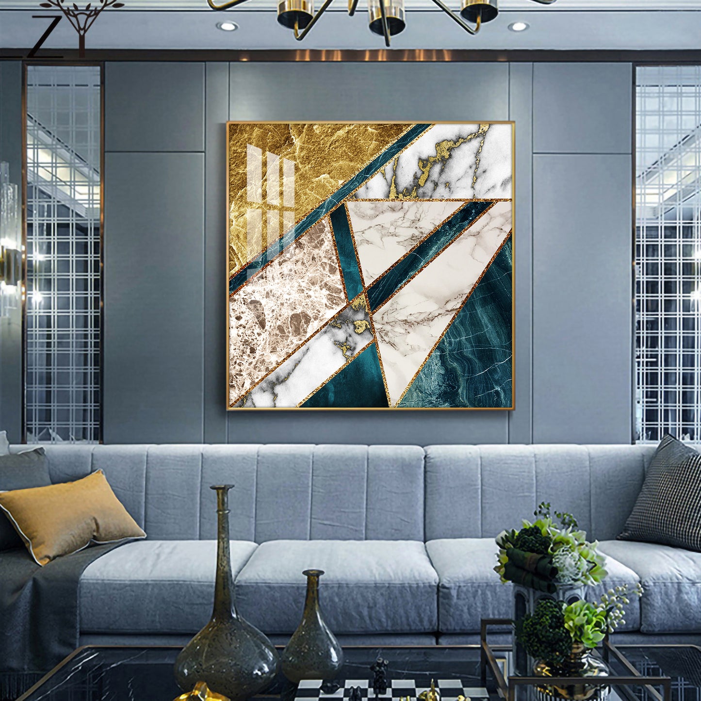 Luxe Serenity Glass Finish Square Wall Art