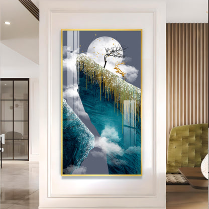 Frosted Heights Glass Finish Vertical Wall Art