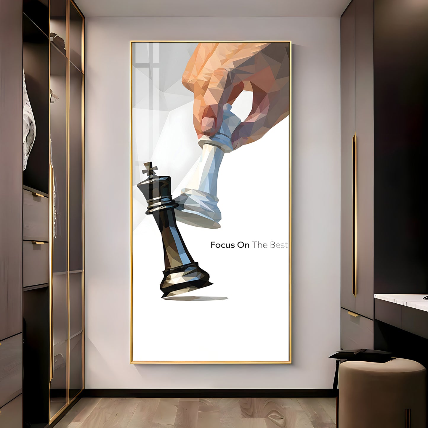 Focus On The Best Motivational Glass Finish Vertical Wall Art