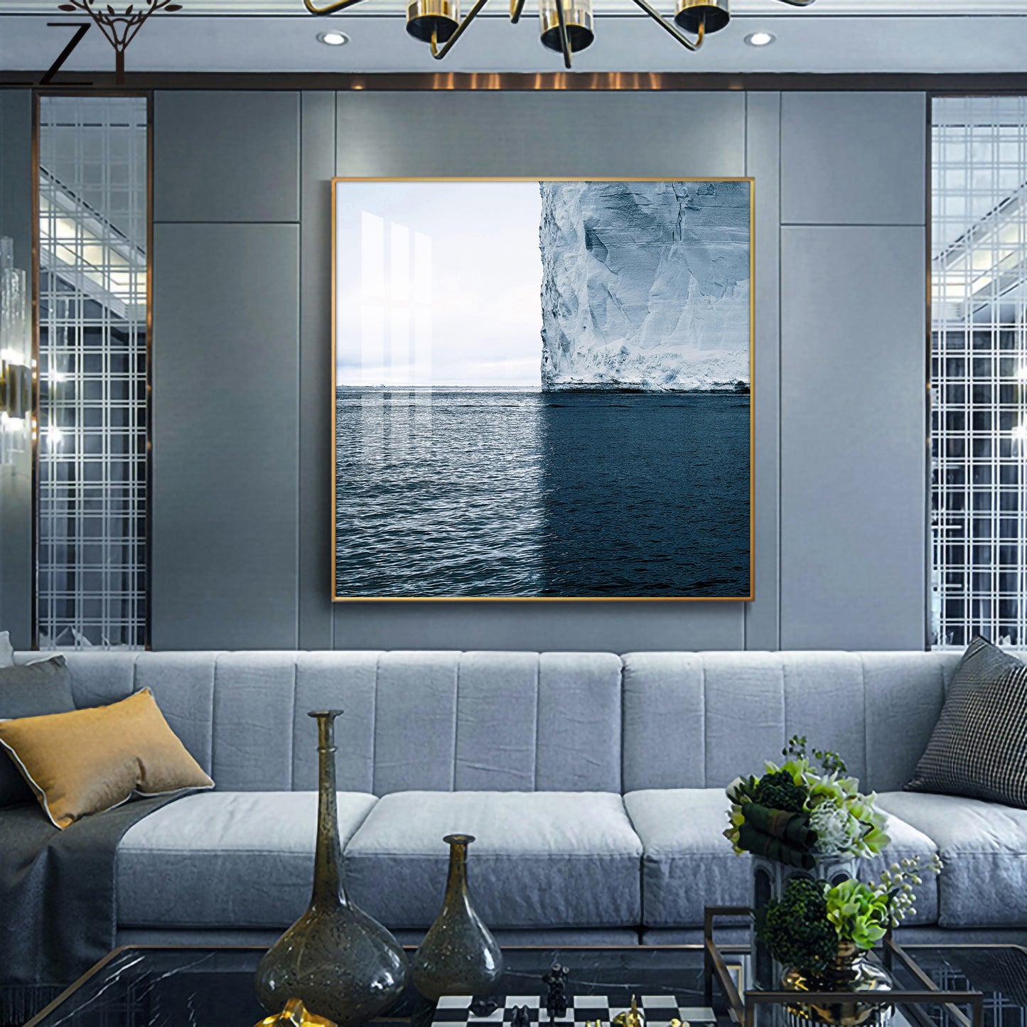 Glacial Dreamscape Glass Finish Square Wall Art