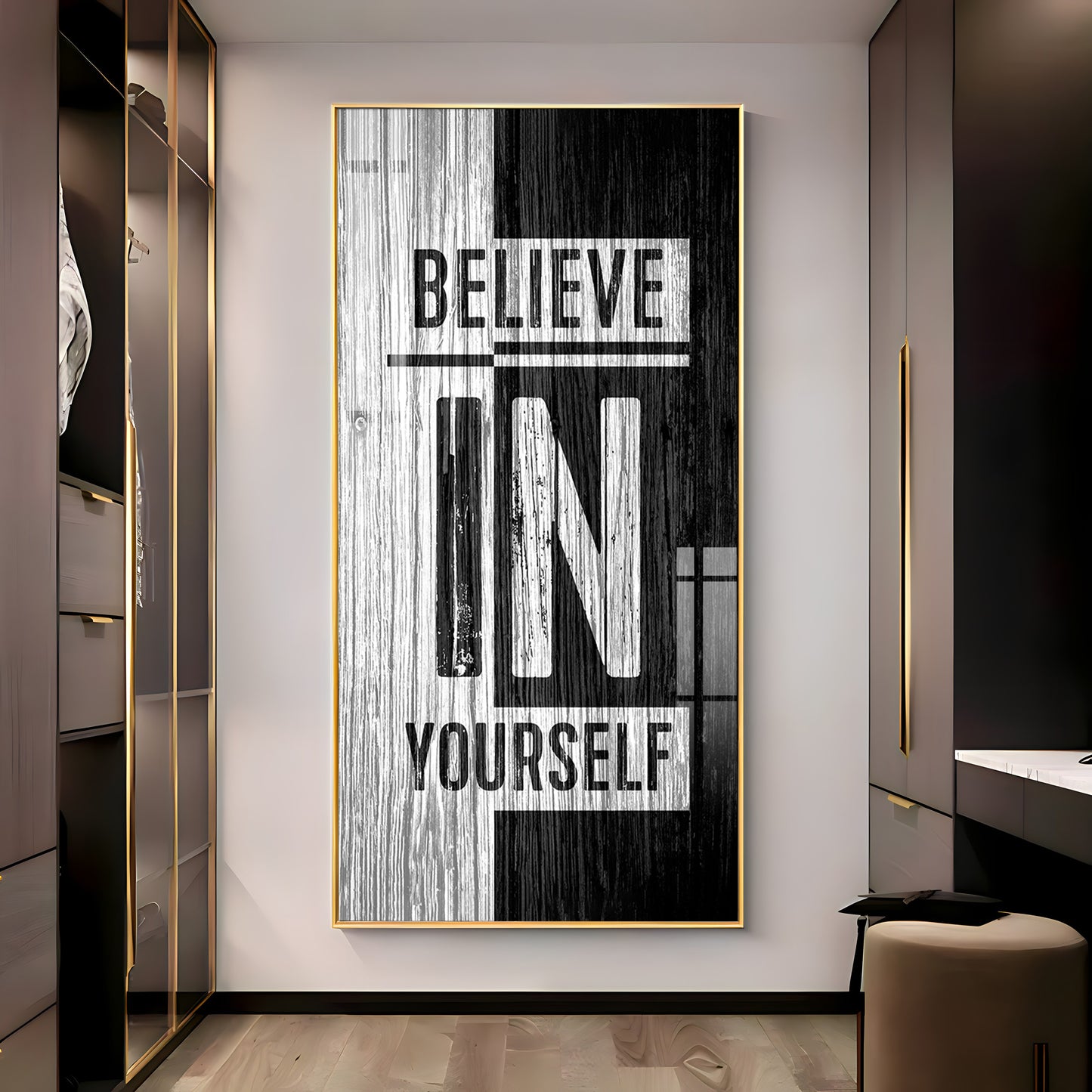 Believe In Yourself Motivational Glass Finish Vertical Wall Art