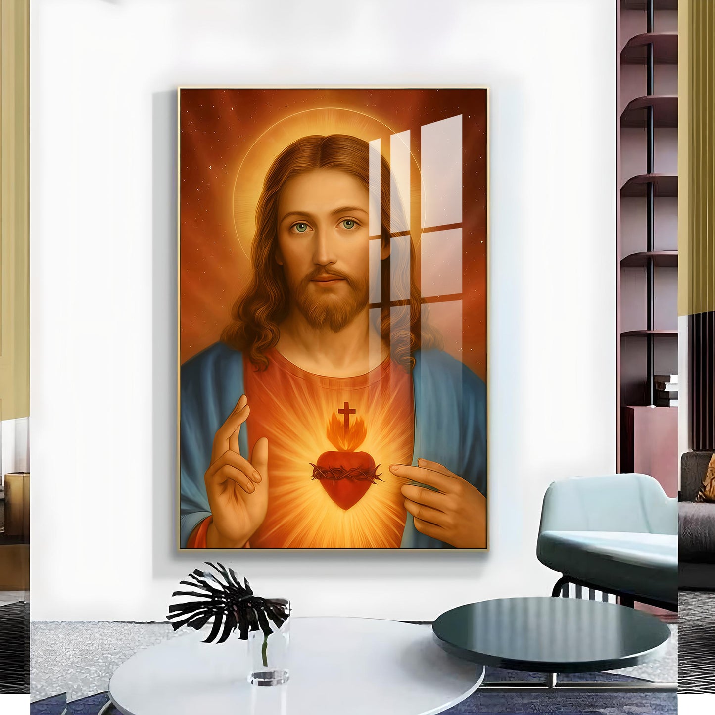 Father Lord Jesus Glass Finish Vertical Wall Art