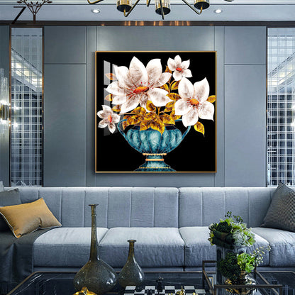 Vase of Vibrance Glass Finish Square Wall Art