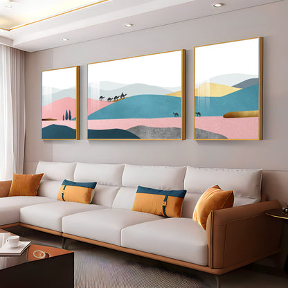 Abstraction of Desert Glass Finish Wall Art (Set Of 3)