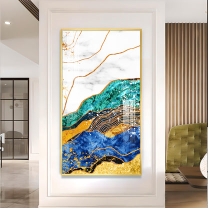 Celestial Marble Fusion Glass Finish Vertical Wall Art