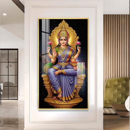 Mahalaxmi Glass Finish Vertical Wall Art
