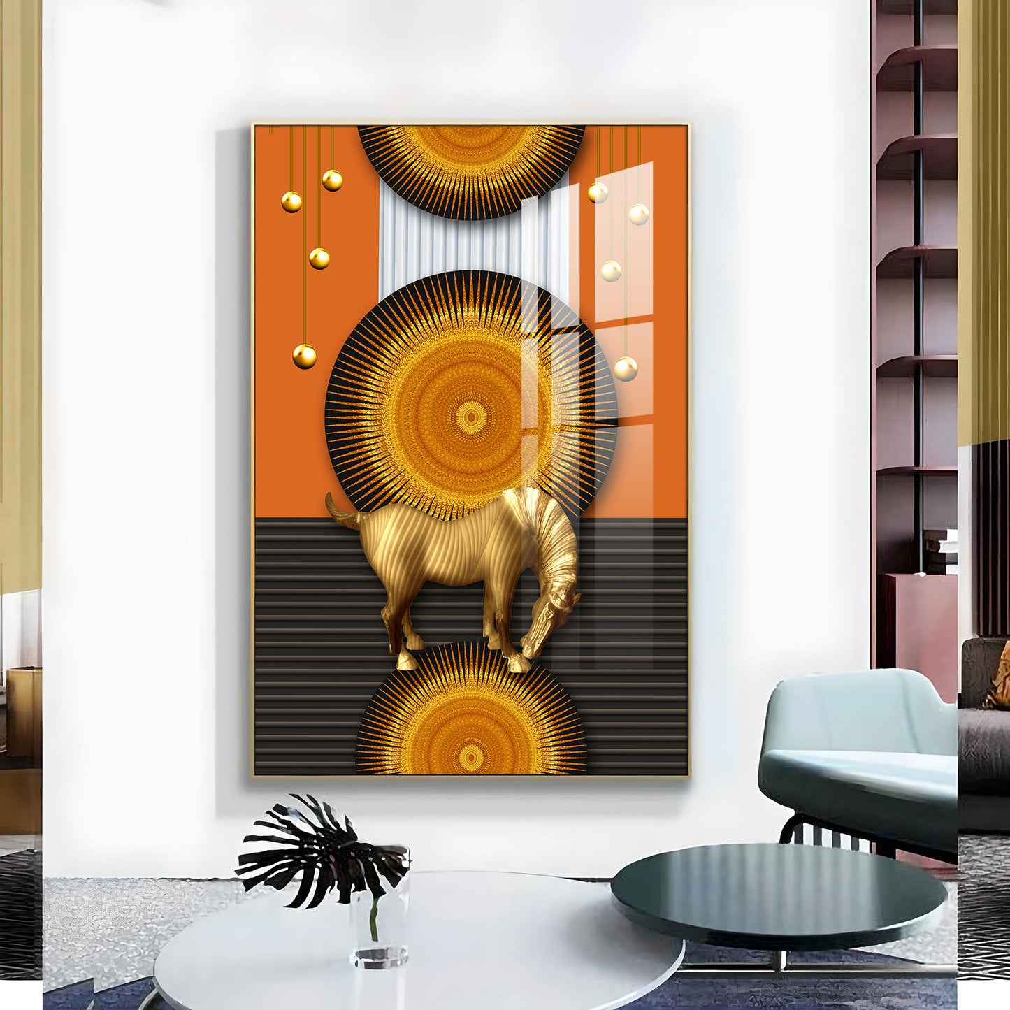 Equus In Stillness Glass Finish Vertical Wall Art