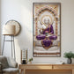 Elegant Gautam Buddha Glass Finish Vertical Wall Art