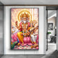 God Brahma Alongside Saraswati Glass Finish Vertical Wall Art