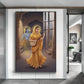 Meera Bai and Krishna Glass Finish Vertical Wall Art