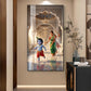 Little kanha With Maa Yashoda Glass Finish Vertical Wall Art
