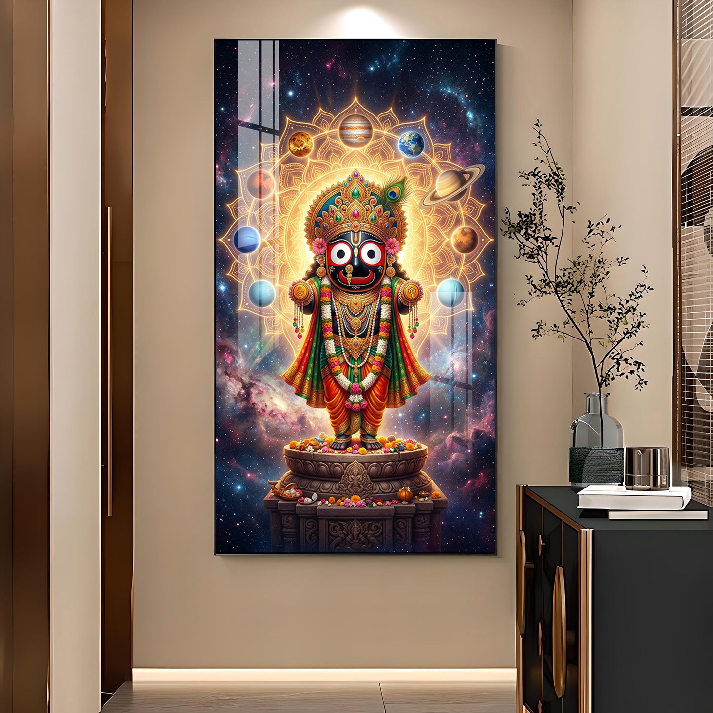 Lord Jagannath Prabhu Glass Finish Vertical Wall Art
