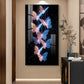 Blue & Pink Glowing Butterflies Glass Finish Vertical Wall Art