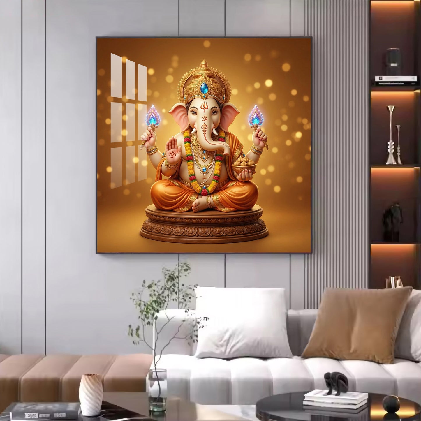 Divine Shree Ganesha ji Glass Finish Square Wall Art