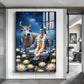 Lord Shiva Meditating Beside Nandi Glass Finish Vertical Wall Art