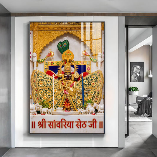 Shree Sanwaria Seth Glass Finish Vertical Wall Art
