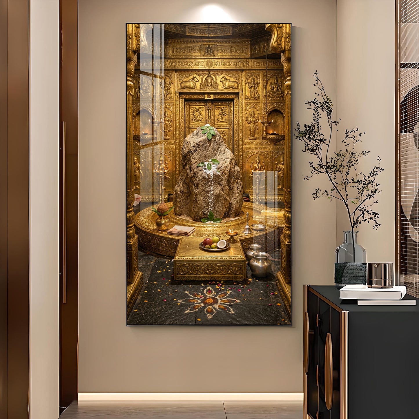 Divine Kedarnath Jyotirlinga Glass Finish Vertical Wall Art