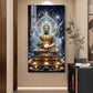Meditating Buddha Glass Finish Vertical Wall Art