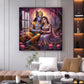 Loving Beautiful Radha Krishna Glass Finish Square Wall Art