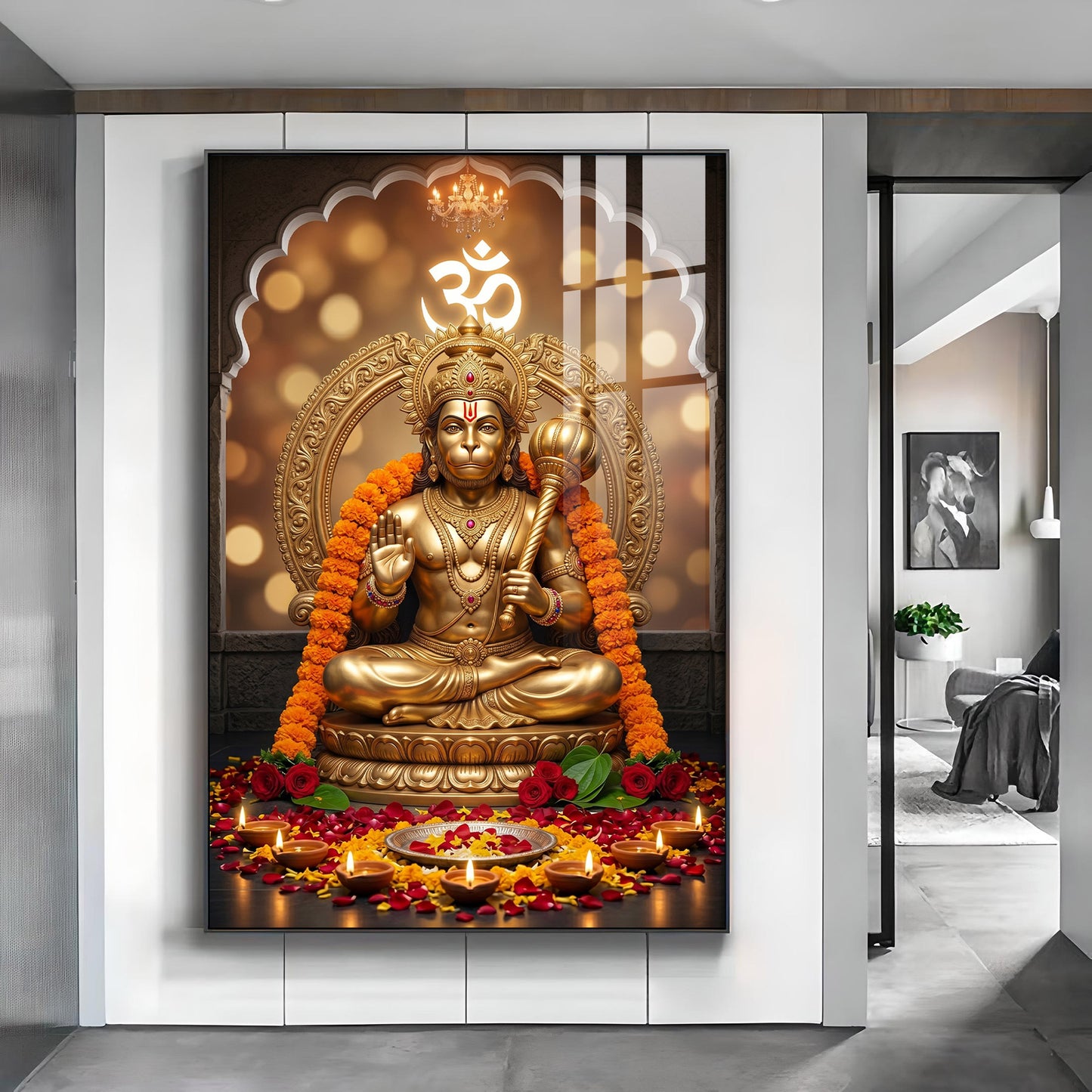 Samriddhi Hanuman Ji Glass Finish Vertical Wall Art