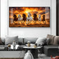7 Running Horses Glass Finish Horizontal Wall Art