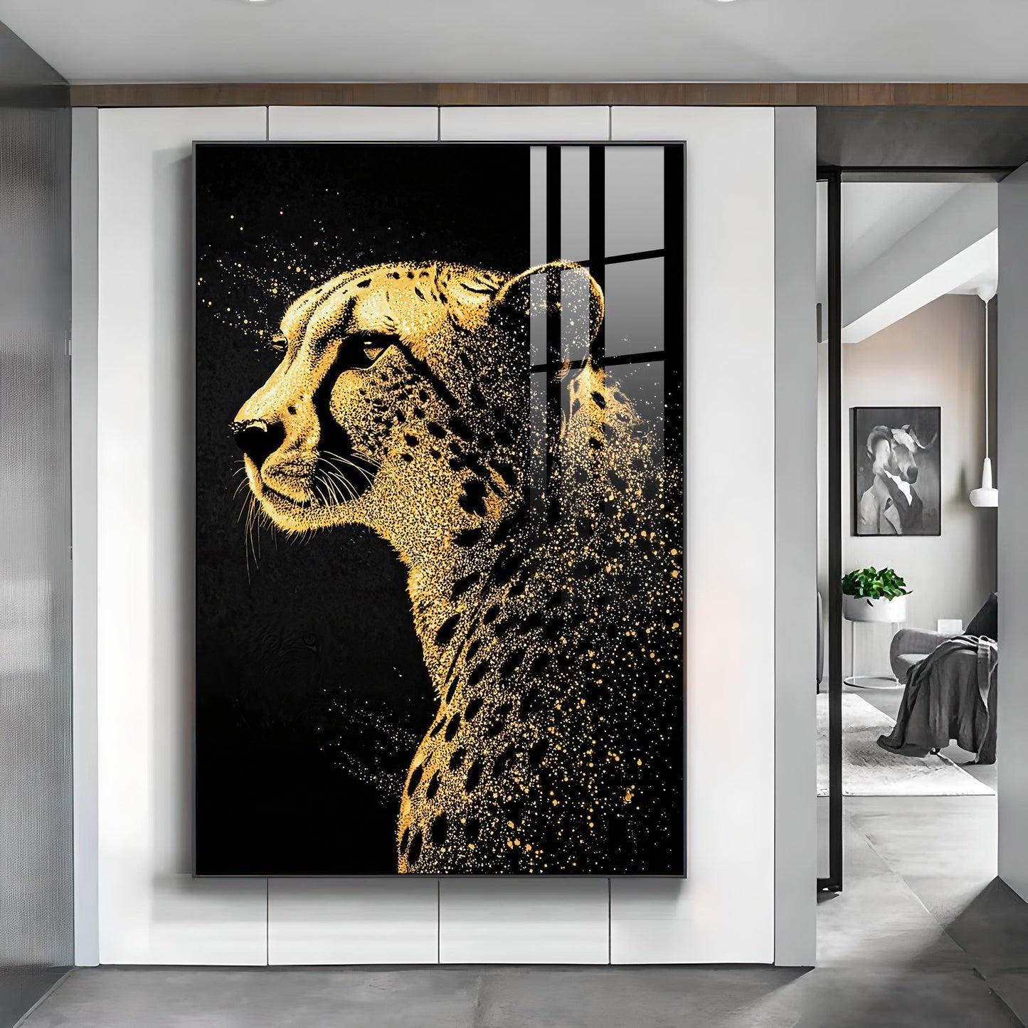 Leopard Glass Finish Vertical Wall Art