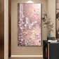 Sparkling Pink Butterfly Glass Finish Vertical Wall Art
