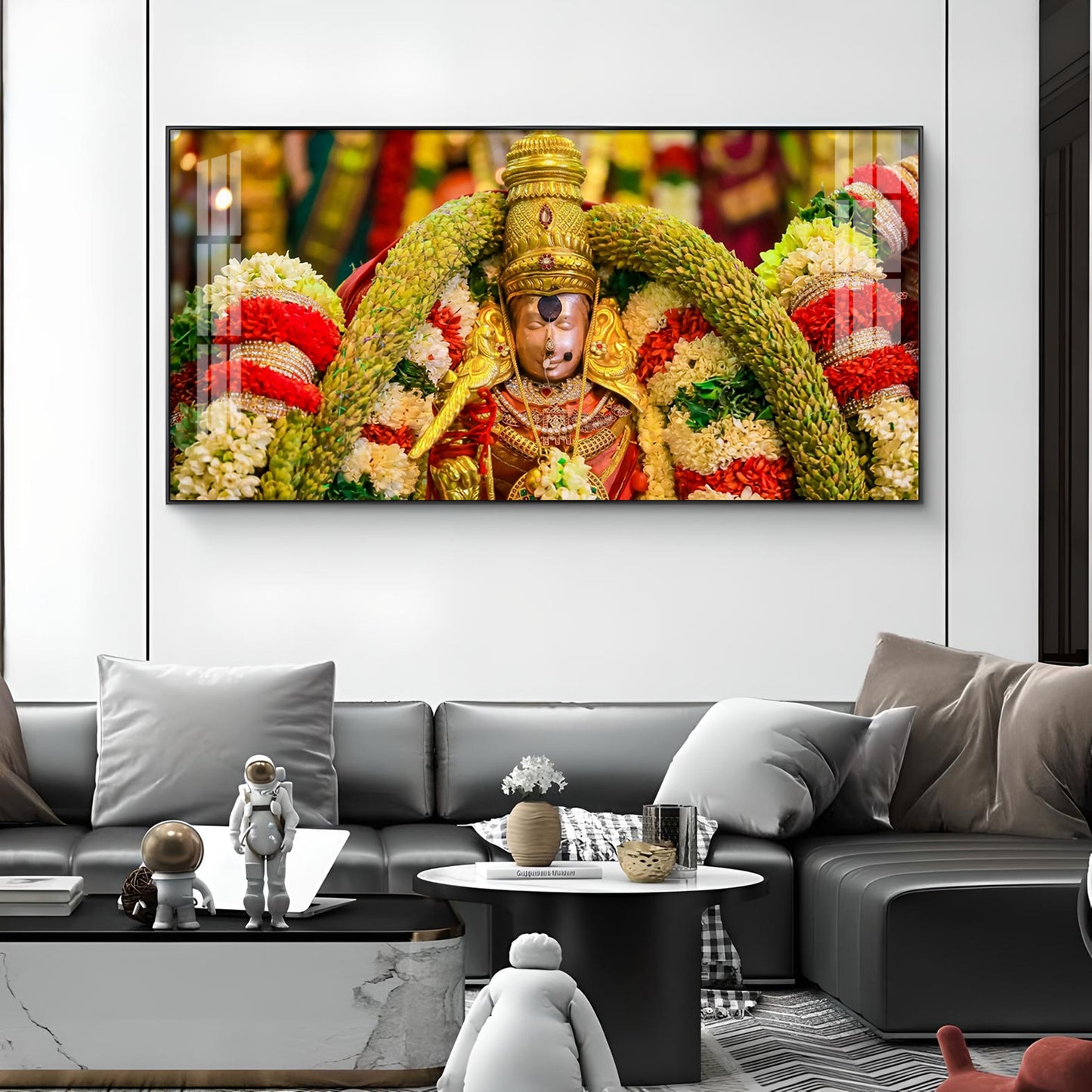 Goddess Meenakshi Amman Glass Finish Horizontal Wall Art