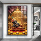 Lord Ganesha Holding A Flute Glass Finish Vertical Wall Art