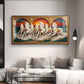 White Running Horses Vastu Glass Finish Horizontal Wall Art