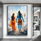 Divine Shiv Ji & Parvati Glass Finish Vertical Wall Art