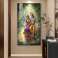 Radha Rani With Krishna Glass Finish Vertical Wall Art