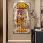 Divine Radha and Krishna Glass Finish Vertical Wall Art