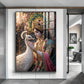 Shree Krishna With Peacock Glass Finish Vertical Wall Art