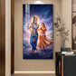 Radha Krishna Divine Glass Finish Vertical Wall Art