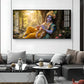 Lord Krishna Glass Finish Horizontal Wall Art