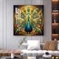 Style Peacock Glass Finish Square Wall Art