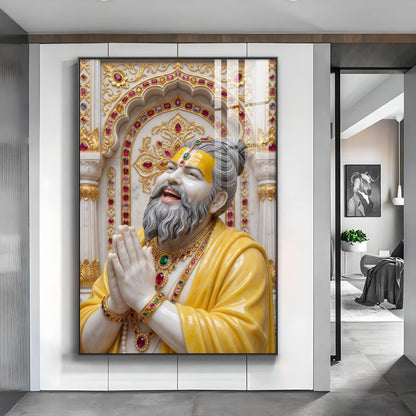 Shri Premanand Ji Maharaj Glass Finish Vertical Wall Art