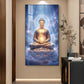Meditating Lord Buddha Glass Finish Vertical Wall Art