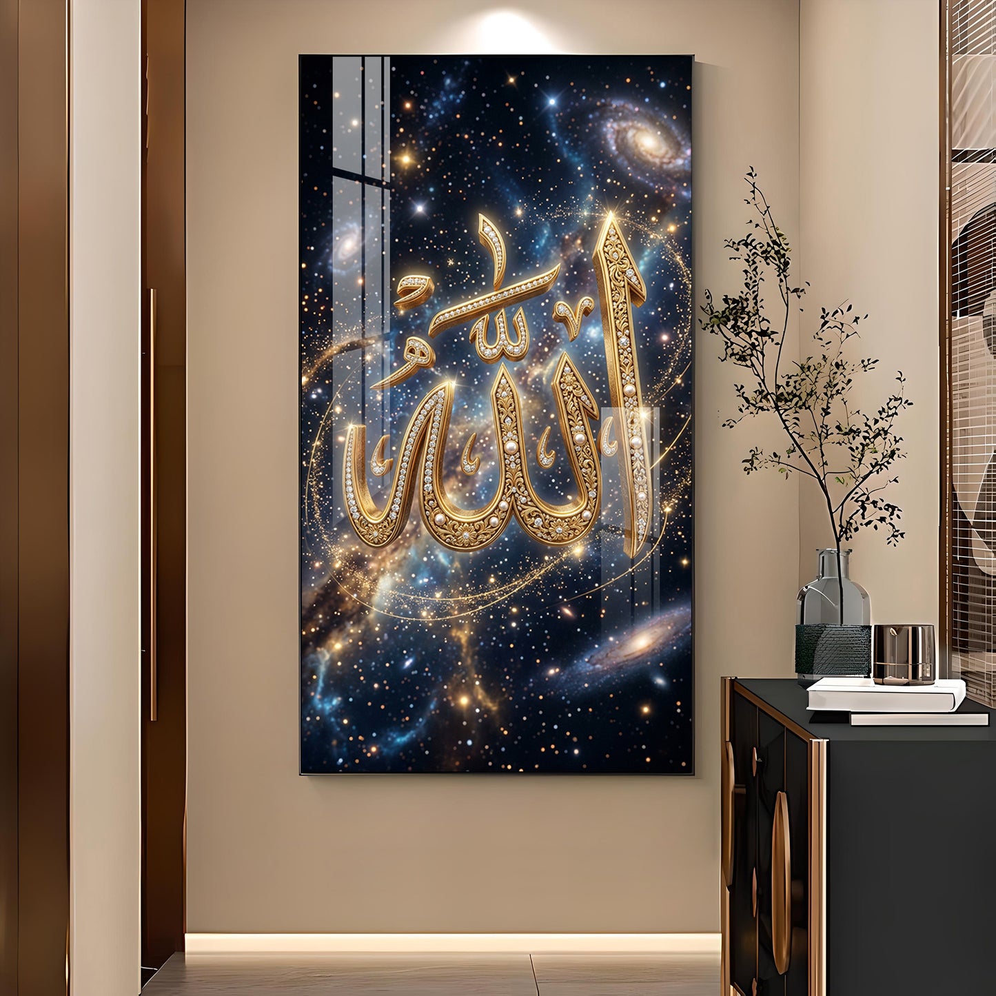 Khuda Glass Finish Vertical Wall Art