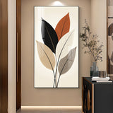 Colored Leaf Glass Finish Vertical Wall Art