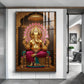 Lord Ganesha With Intricate Floral Glass Finish Vertical Wall Art