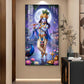 Depicting Lord Krishna Glass Finish Vertical Wall Art