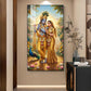 Radha Krishna Divine Love Glass Finish Vertical Wall Art