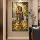 Lord Krishna With Playing the Flute Glass Finish Vertical Wall Art