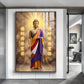 Depicting A Golden Buddha Glass Finish Vertical Wall Art
