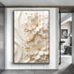 White Flowers With Golden Elements Glass Finish Vertical Wall Art