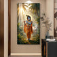 Lord Krishna Ji Playing Flute Glass Finish Vertical Wall Art