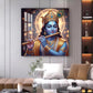Spiritual Krishna With Flute Glass Finish Square Wall Art