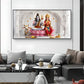 Lord Shiva & Goddess Parvati Glass Finish Horizontal Wall Art